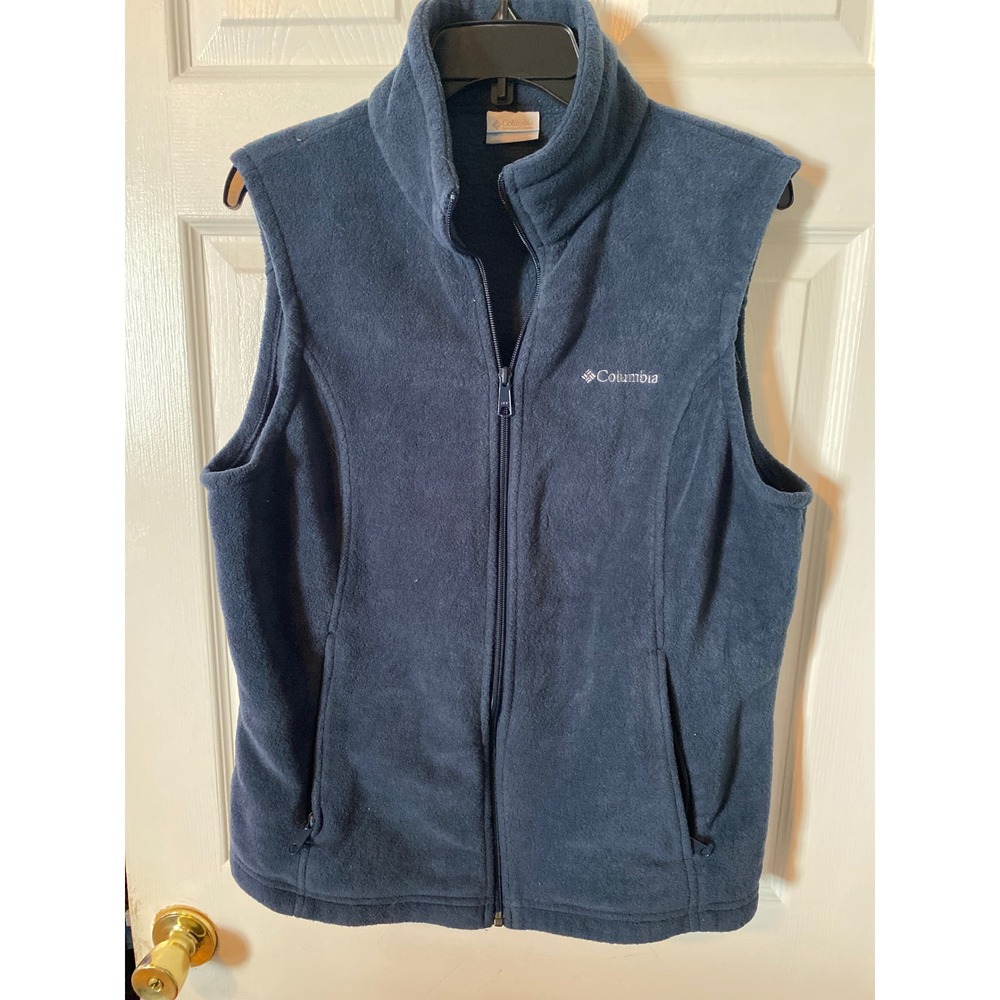 Columbia Mens XL Steens Mountain Fleece‎ Vest Navy Blue Full Zip Outdoor Jacket